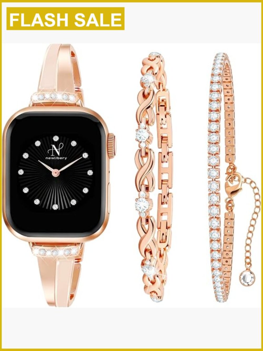 Slim Metal Watch Band Set with 2 Bracelets for iWatch 38-49mm